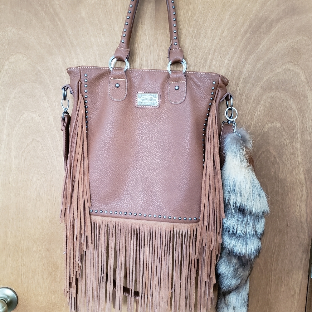 Fringe leather purse